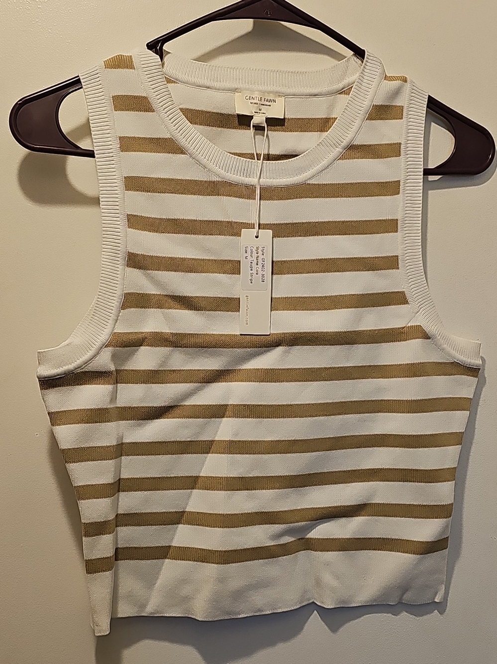 Gentle Fawn Cora Tank In Taupe Striped Size Medium